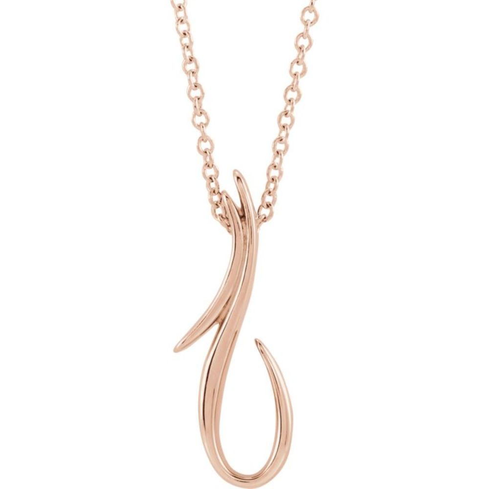 14k Rose Gold Freeform Hook Adjustable Necklace, 16-18 Inch
